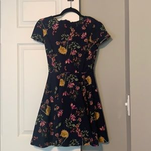 Dark Blue Floral Skater Dress